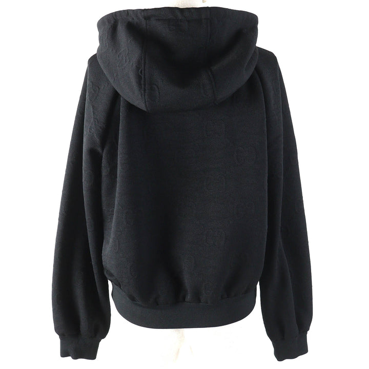 Excellent GUCCI Parker Oversized GG embossed GG logo jersey jacquard black Women XS 661783