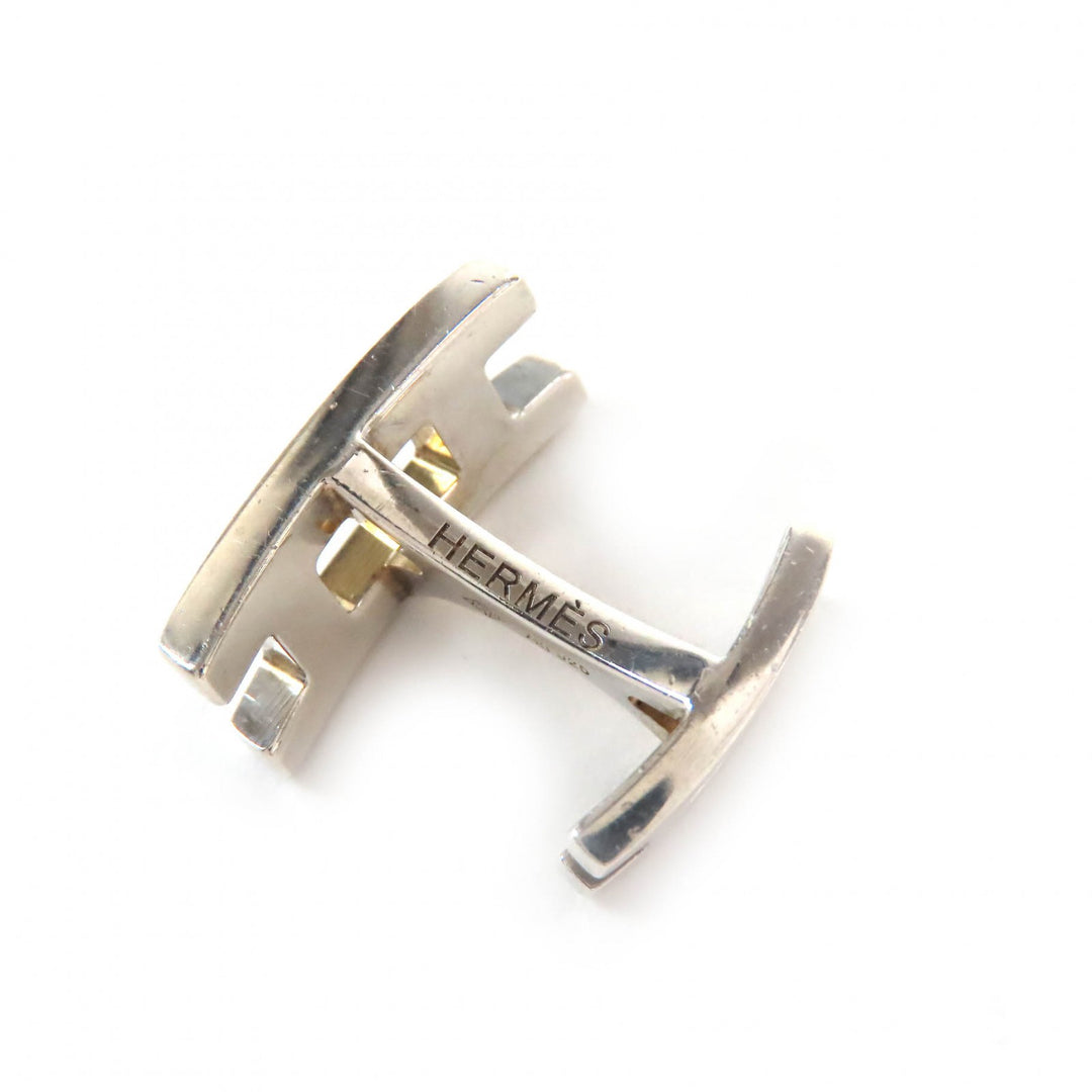 Very Good HERMES Cufflinks cufflinks H logo Silver AG925 mens