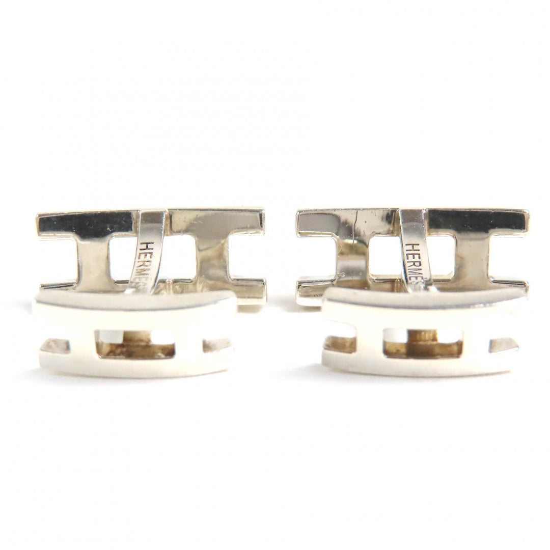 Very Good HERMES Cufflinks cufflinks H logo Silver AG925 mens