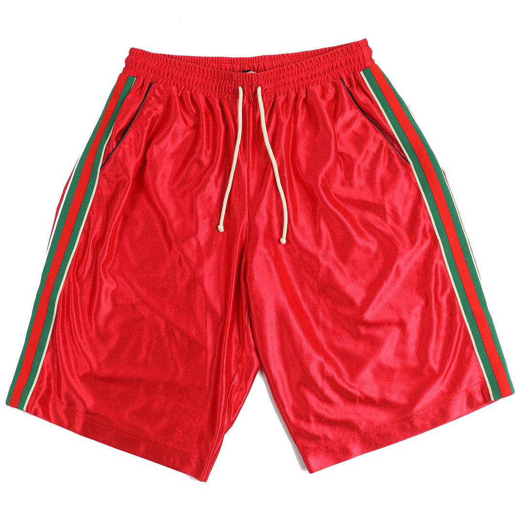 Excellent GUCCI Shorts Logo patch web line track pants Red polyester mens S