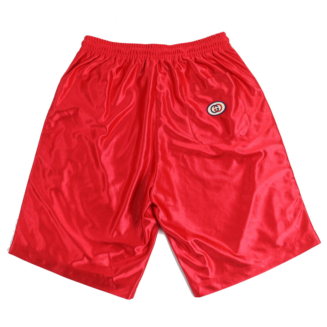 Excellent GUCCI Shorts Logo patch web line track pants Red polyester mens S