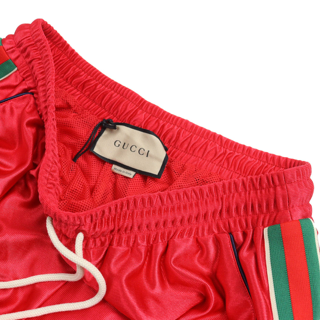 Excellent GUCCI Shorts Logo patch web line track pants Red polyester mens S