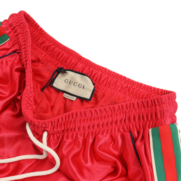 Excellent GUCCI Shorts Logo patch web line track pants Red polyester mens S