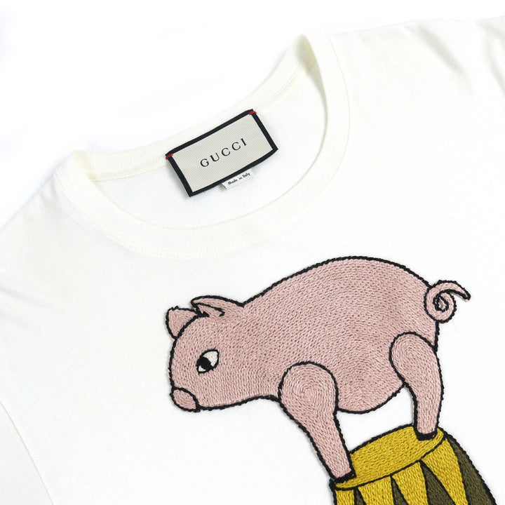 Great GUCCI Short sleeve T-shirt EQUILIBRIUM Pig Embroidery Crewneck mens XXS 615044