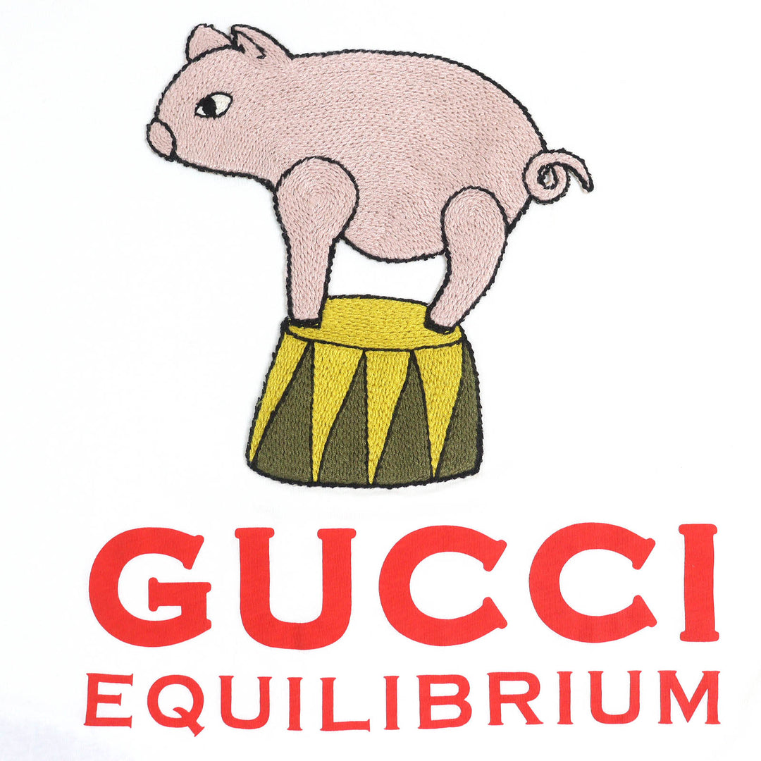 Great GUCCI Short sleeve T-shirt EQUILIBRIUM Pig Embroidery Crewneck mens XXS 615044