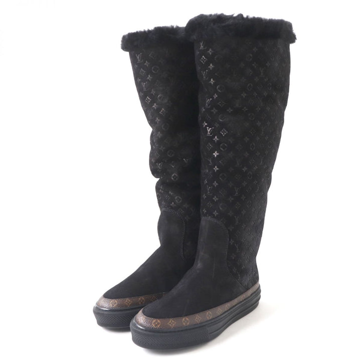 Discounted Excellent LOUIS VUITTON boots black Mouton Women 35