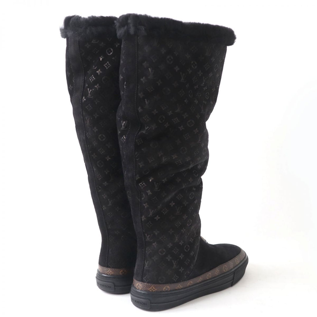 Discounted Excellent LOUIS VUITTON boots black Mouton Women 35