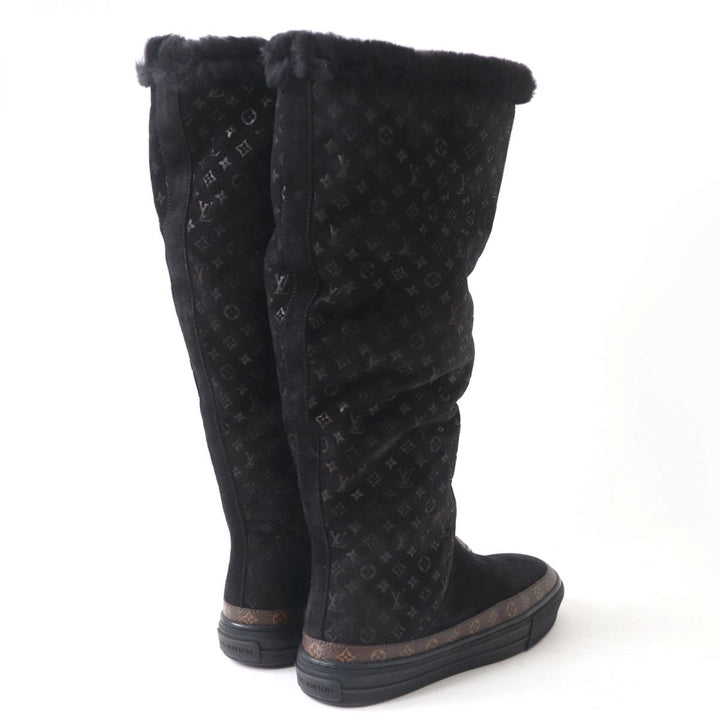 Discounted Excellent LOUIS VUITTON boots black Mouton Women 35