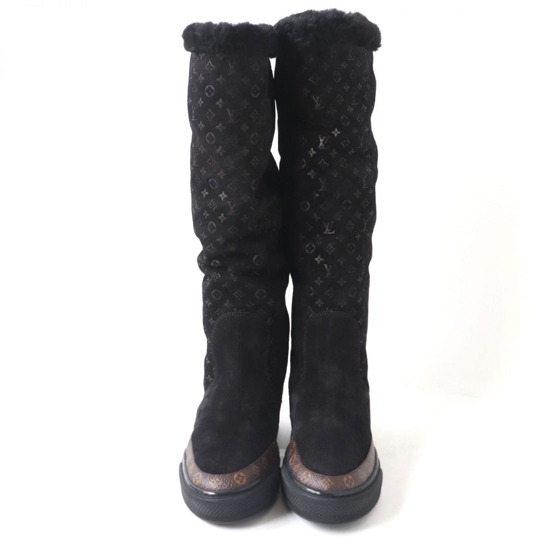 Discounted Excellent LOUIS VUITTON boots black Mouton Women 35