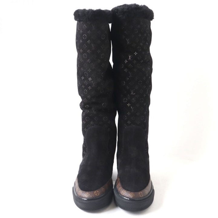Discounted Excellent LOUIS VUITTON boots black Mouton Women 35