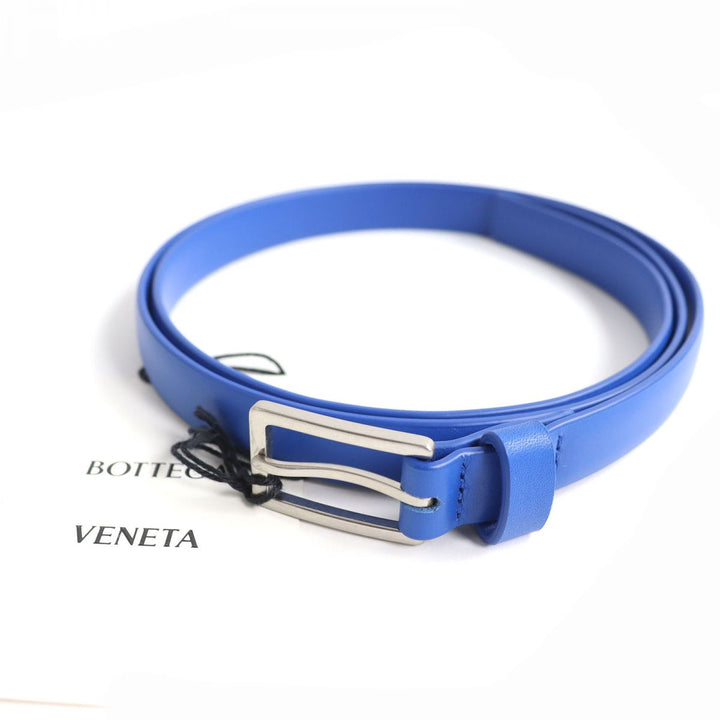 Discounted Pristine BOTTEGAVENETA belt Blue x Silver Metal leather mens