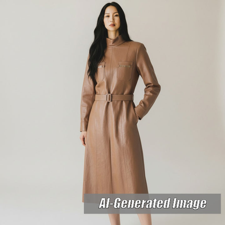 Discounted Excellent CELINE Leather coat Brown Goatskin Women 38