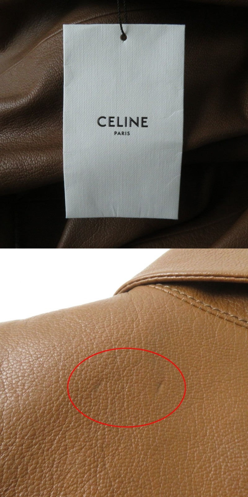 Discounted Excellent CELINE Leather coat Brown Goatskin Women 38