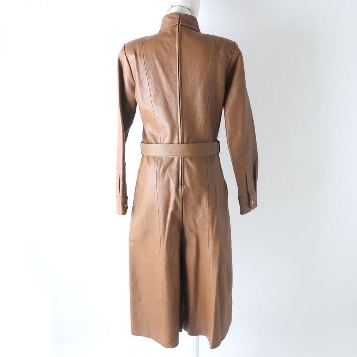 Discounted Excellent CELINE Leather coat Brown Goatskin Women 38