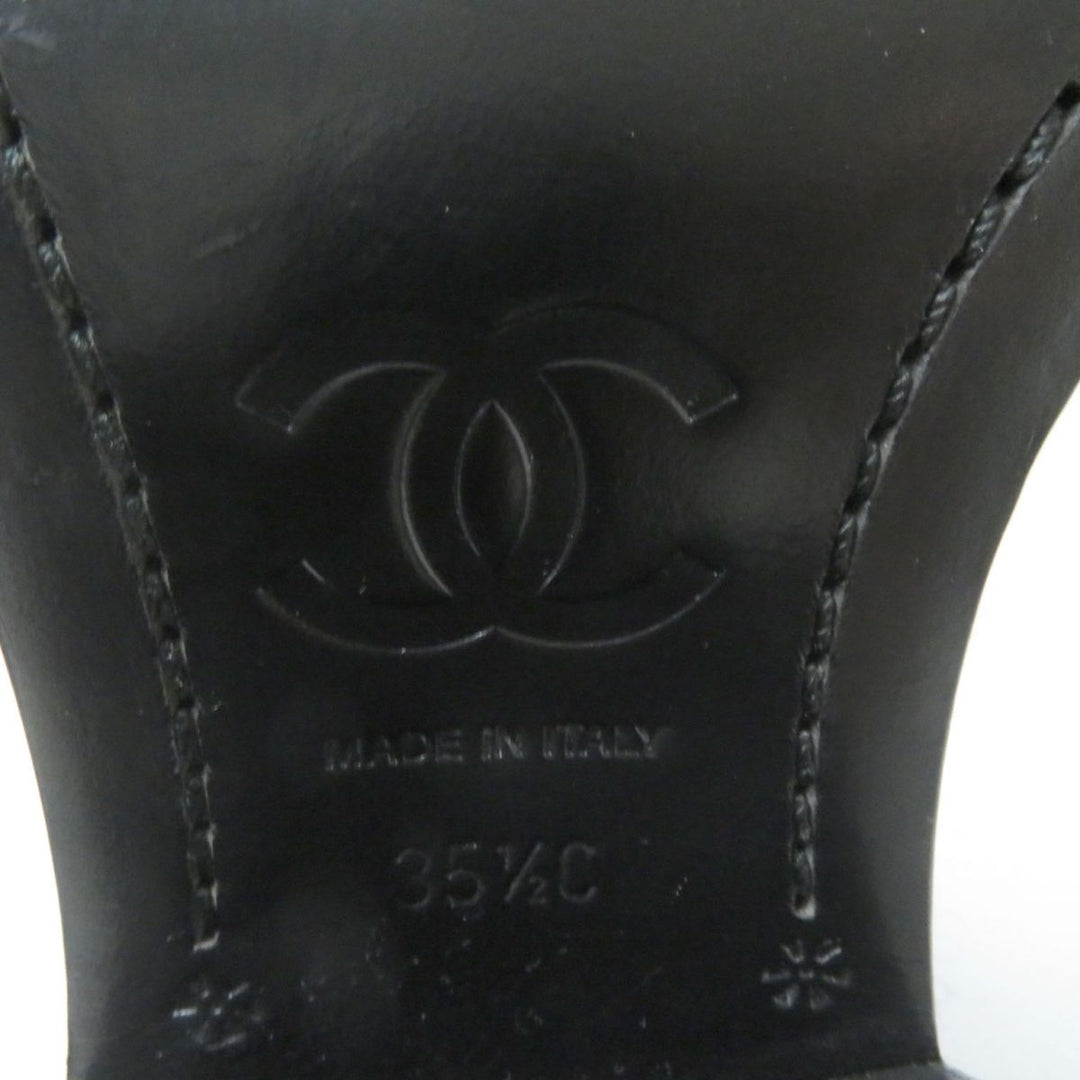 Discounted 
 Great CHANEL boots black leather Women 35.5