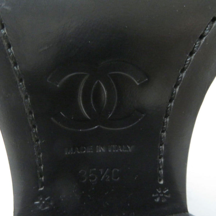 Discounted 
 Great CHANEL boots black leather Women 35.5