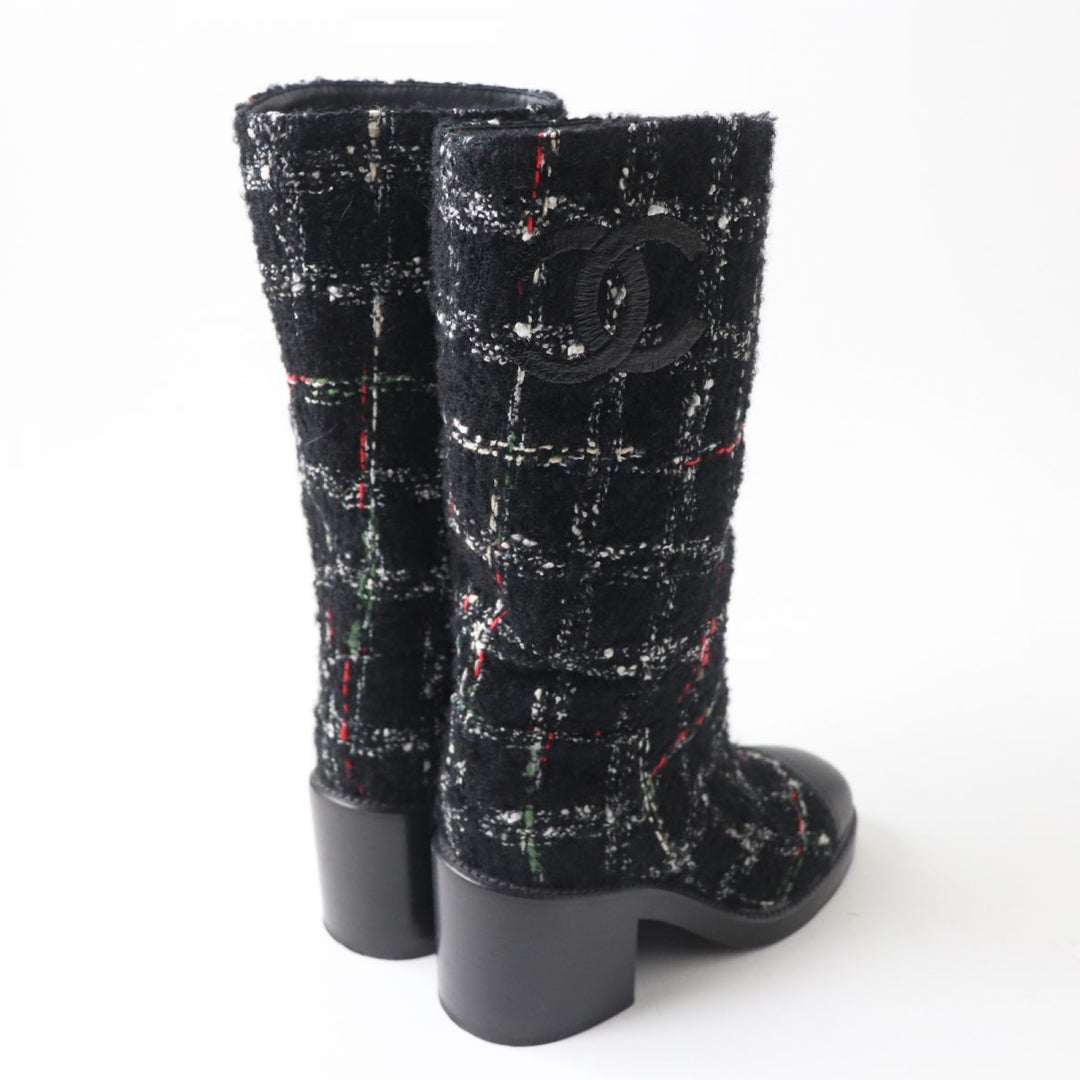 Discounted 
 Great CHANEL boots black leather Women 35.5