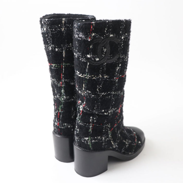 Discounted 
 Great CHANEL boots black leather Women 35.5
