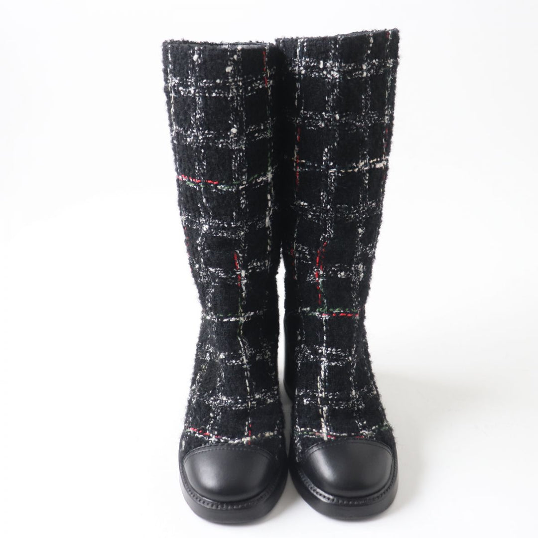 Discounted 
 Great CHANEL boots black leather Women 35.5