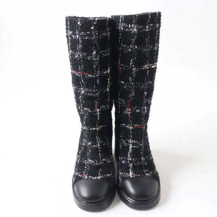 Discounted 
 Great CHANEL boots black leather Women 35.5