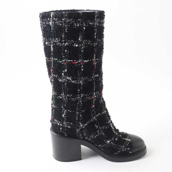 Discounted 
 Great CHANEL boots black leather Women 35.5