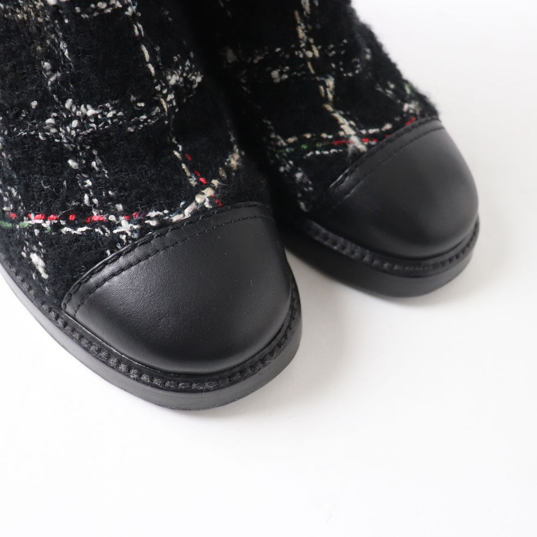 Discounted 
 Great CHANEL boots black leather Women 35.5