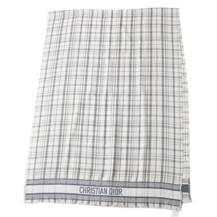 Discounted Excellent Dior HOMME Stall White x Grey Check Pattern cashmere Women