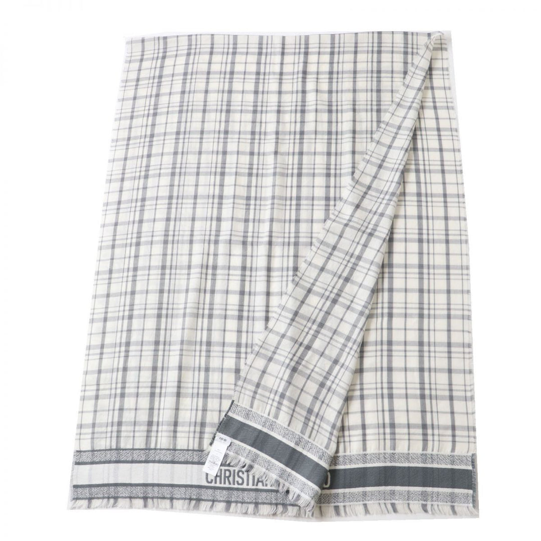 Discounted Excellent Dior HOMME Stall White x Grey Check Pattern cashmere Women