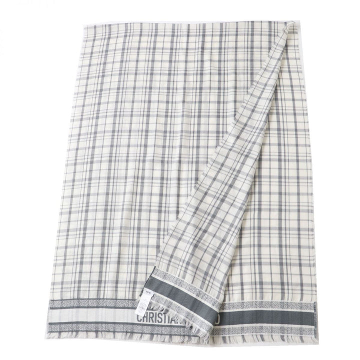 Discounted Excellent Dior HOMME Stall White x Grey Check Pattern cashmere Women