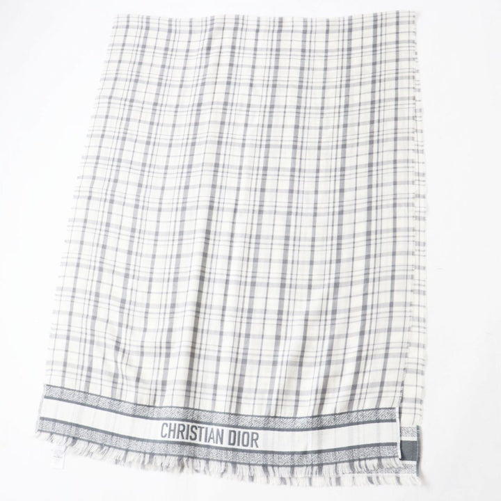 Discounted Excellent Dior HOMME Stall White x Grey Check Pattern cashmere Women
