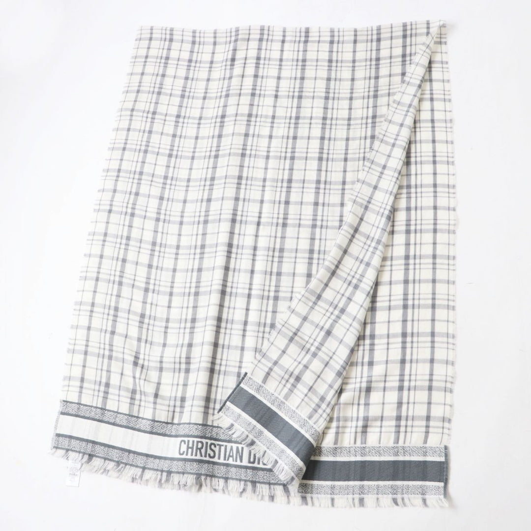 Discounted Excellent Dior HOMME Stall White x Grey Check Pattern cashmere Women