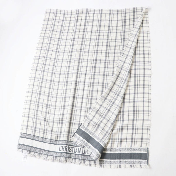 Discounted Excellent Dior HOMME Stall White x Grey Check Pattern cashmere Women