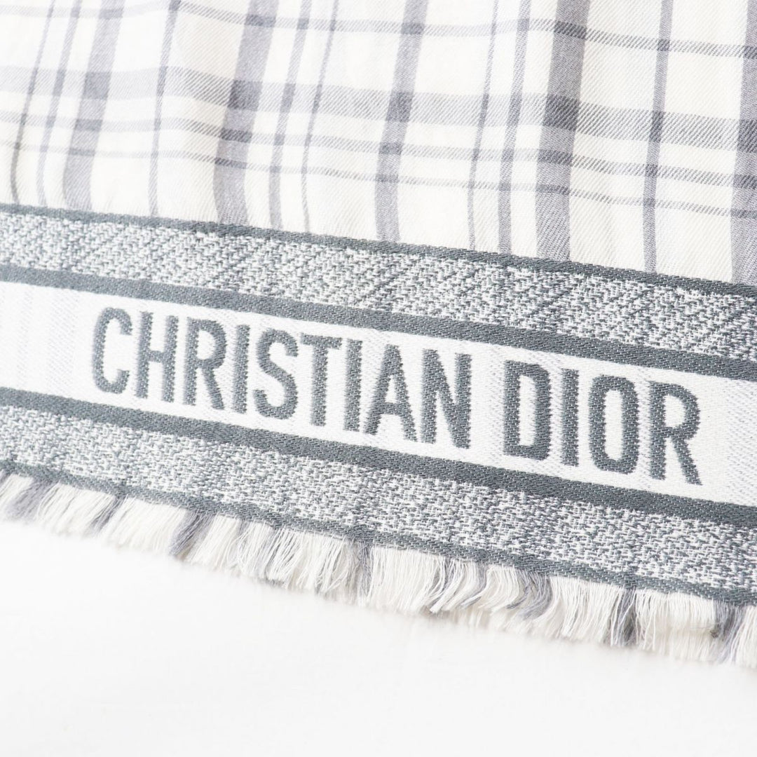 Discounted Excellent Dior HOMME Stall White x Grey Check Pattern cashmere Women