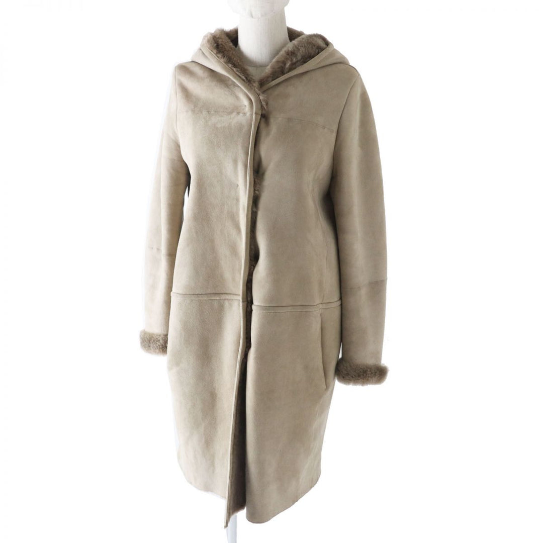 Discounted 
 Very Good Max Mara Mouton coat beige Sheep leather Women 38