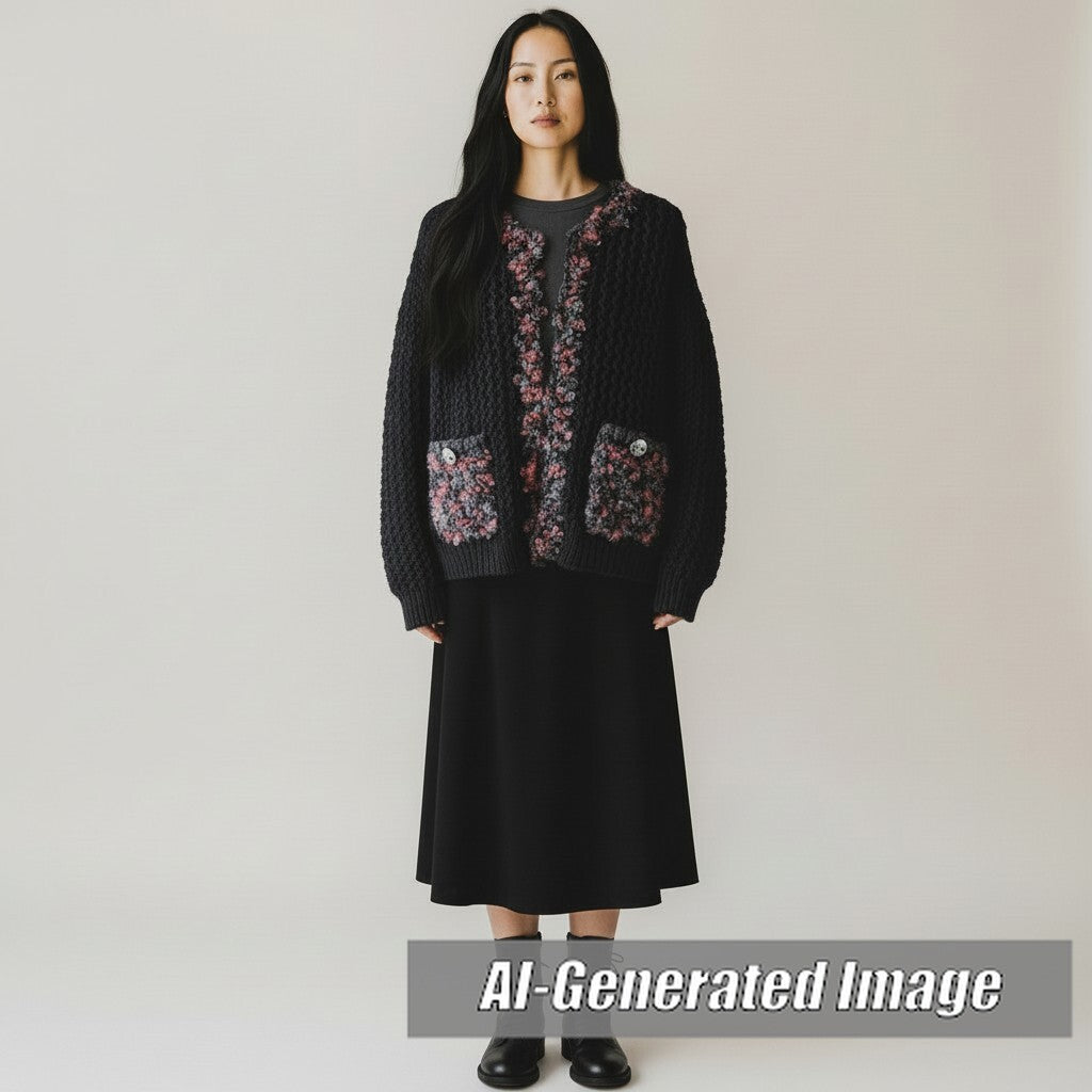 Discounted 
 Excellent CHANEL knit Charcoal Gray x Multi cashmere Women