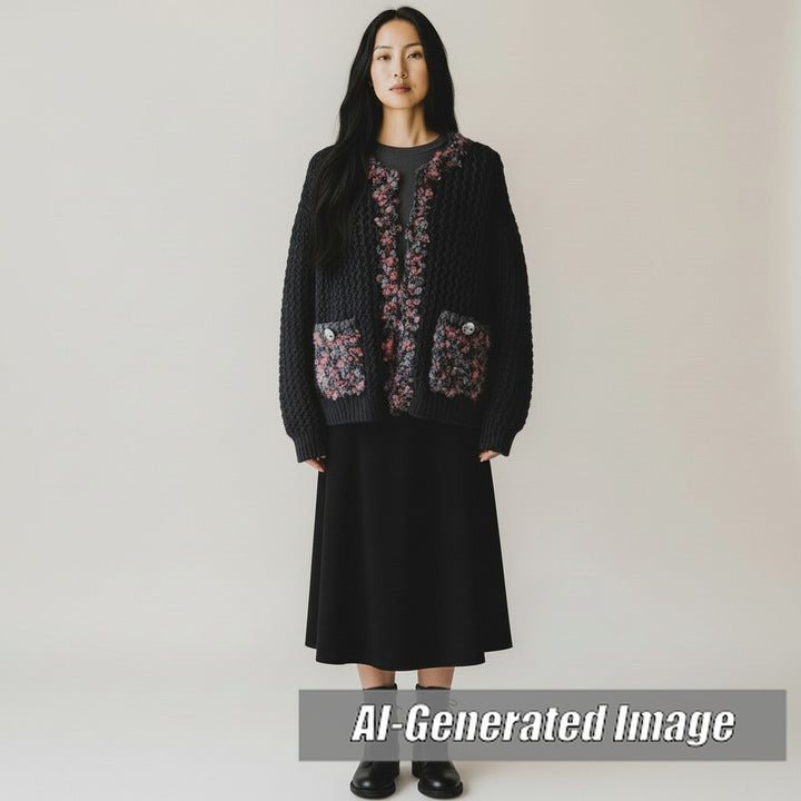 Discounted 
 Excellent CHANEL knit Charcoal Gray x Multi cashmere Women