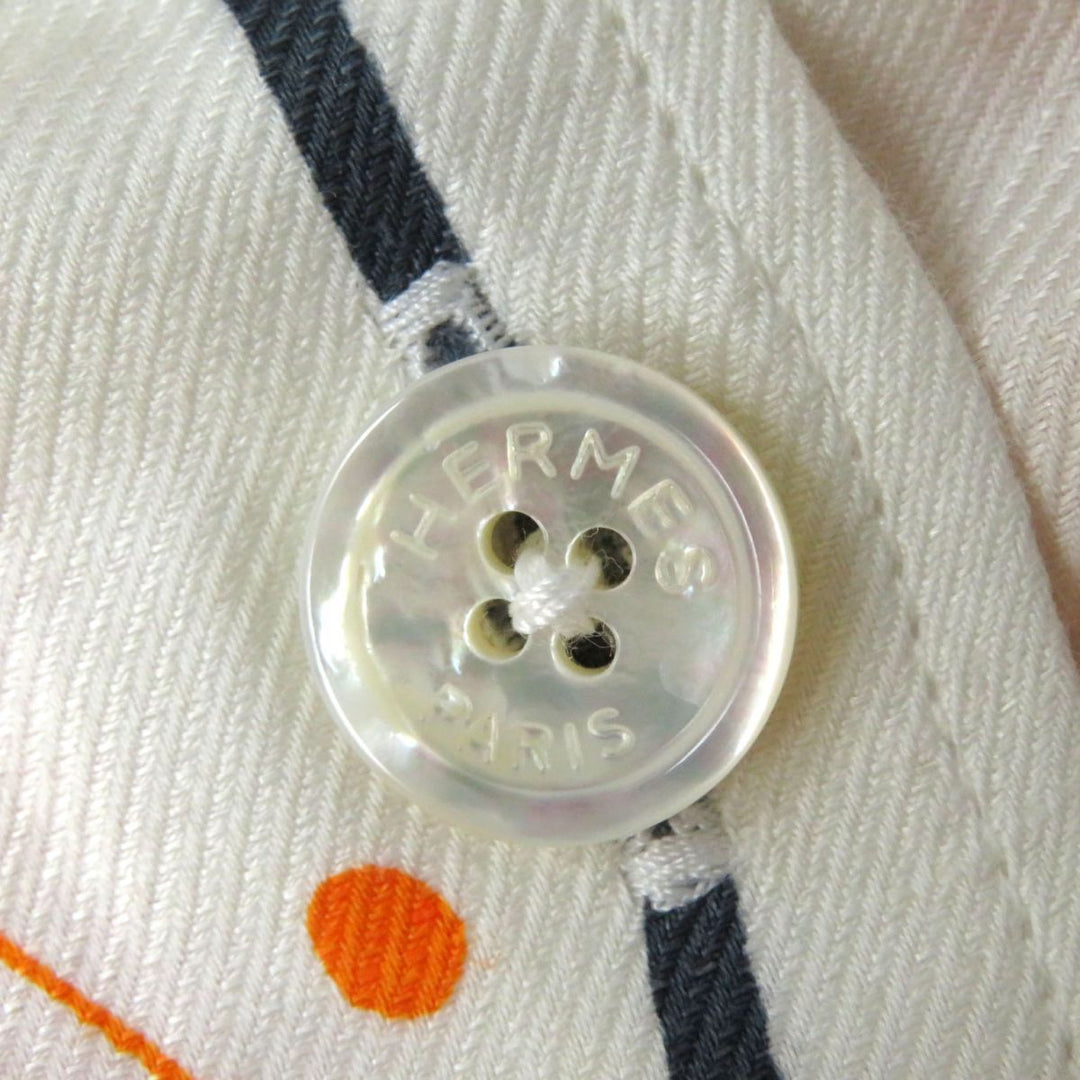 Discounted Excellent HERMES Short sleeve shirt White x Orange All-over Pattern Women 36