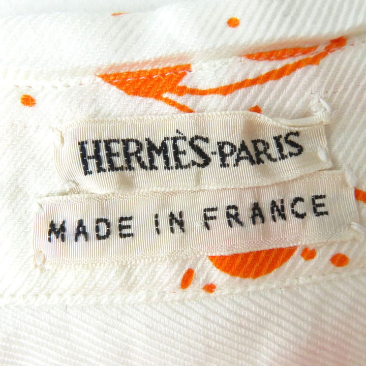 Discounted Excellent HERMES Short sleeve shirt White x Orange All-over Pattern Women 36