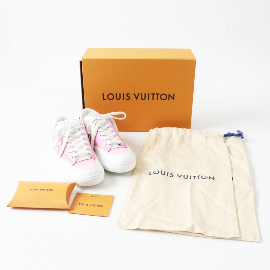 新品 LOUIS VUITTON スニーカー ピンク x ホワイト レディース 35