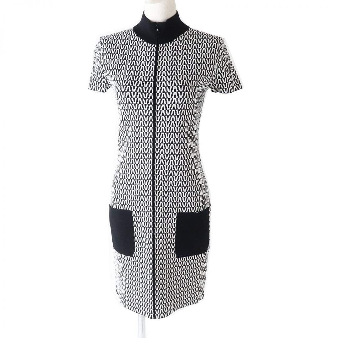 Discounted VALENTINO one piece Black x White V-pattern Rayon Women M