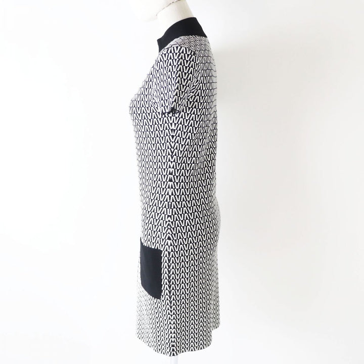 Discounted VALENTINO one piece Black x White V-pattern Rayon Women M