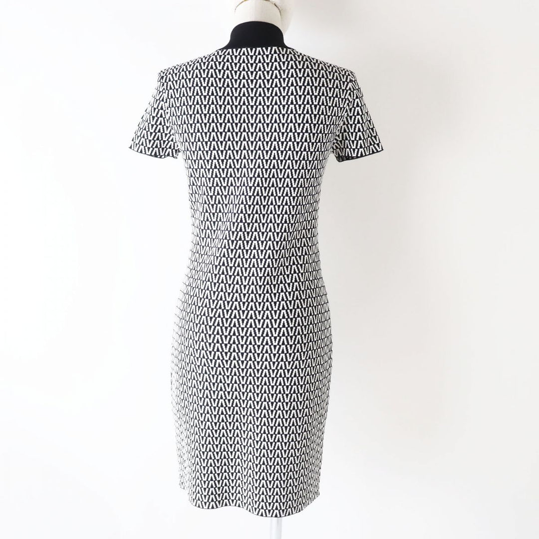 Discounted VALENTINO one piece Black x White V-pattern Rayon Women M