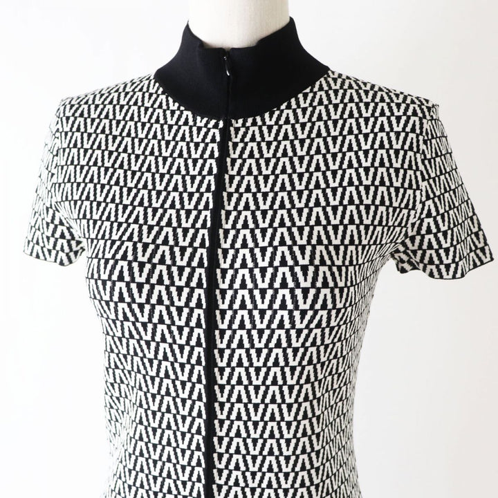 Discounted VALENTINO one piece Black x White V-pattern Rayon Women M