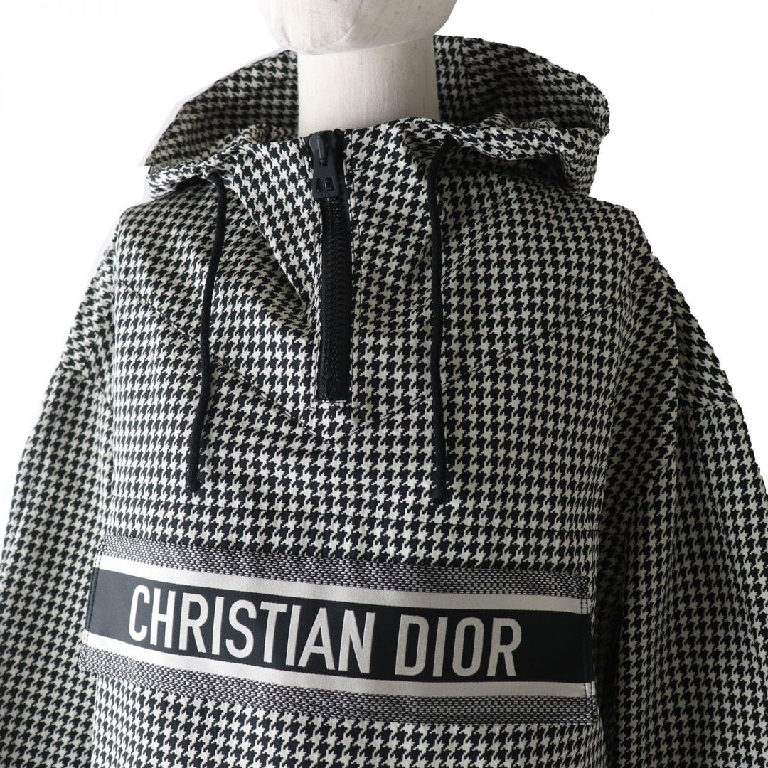 Discounted Christian Dior hoodie Black x White Houndstooth Pattern polyester Women XS