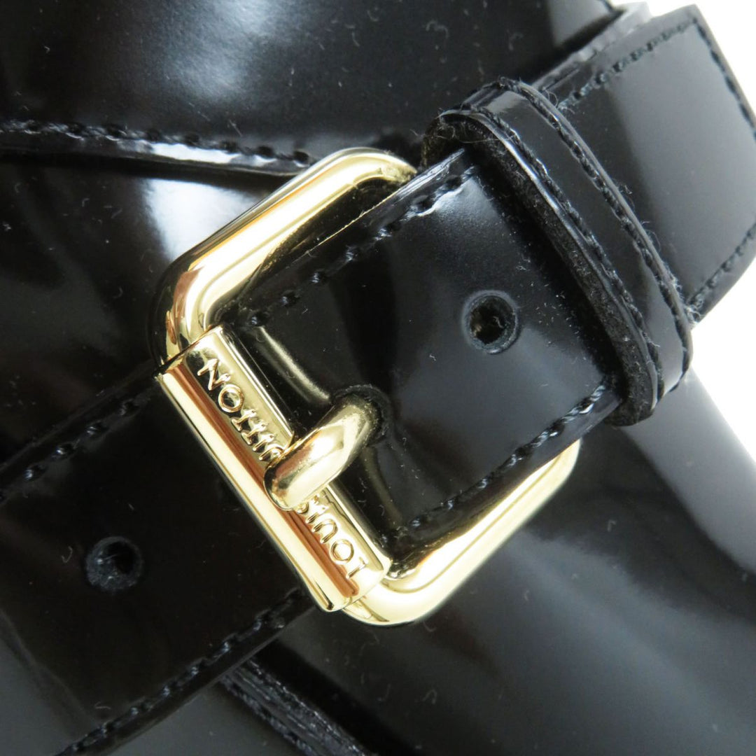 Discounted Excellent LOUIS VUITTON boots Black x Gold Metal Patent leather Women 36