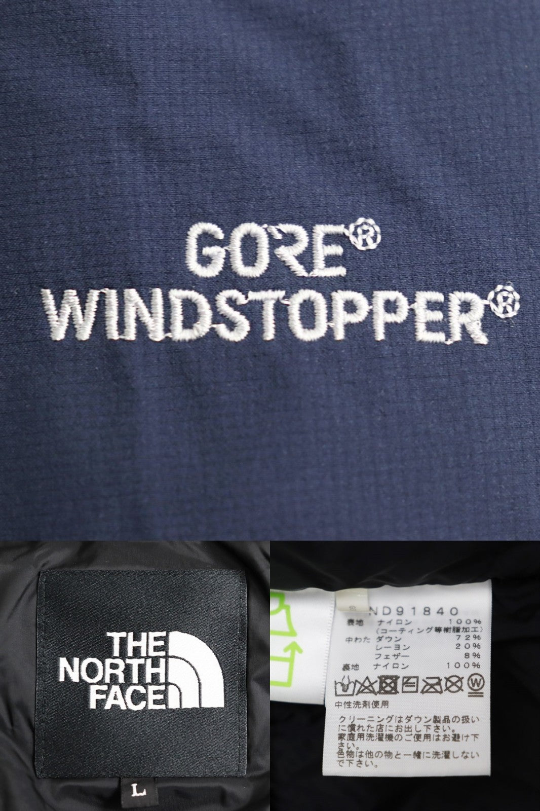 Discounted Excellent THE NORTH FACE Down jacket Navy x black Nylon mens L