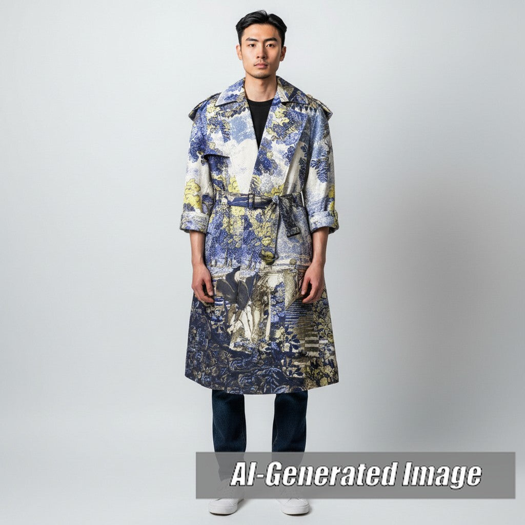 Discounted LOUIS VUITTON trench coat Navy multicolor polyester mens 50