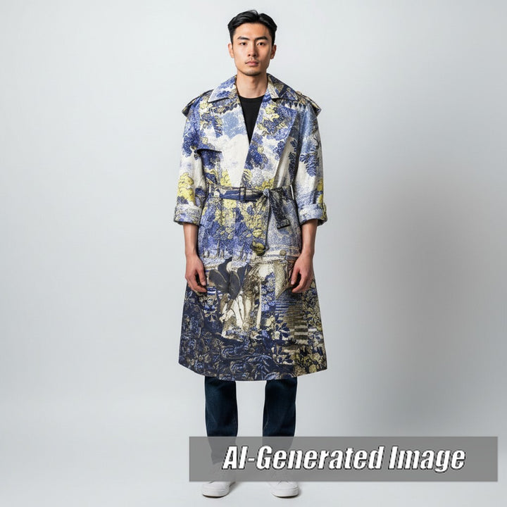 Discounted LOUIS VUITTON trench coat Navy multicolor polyester mens 50